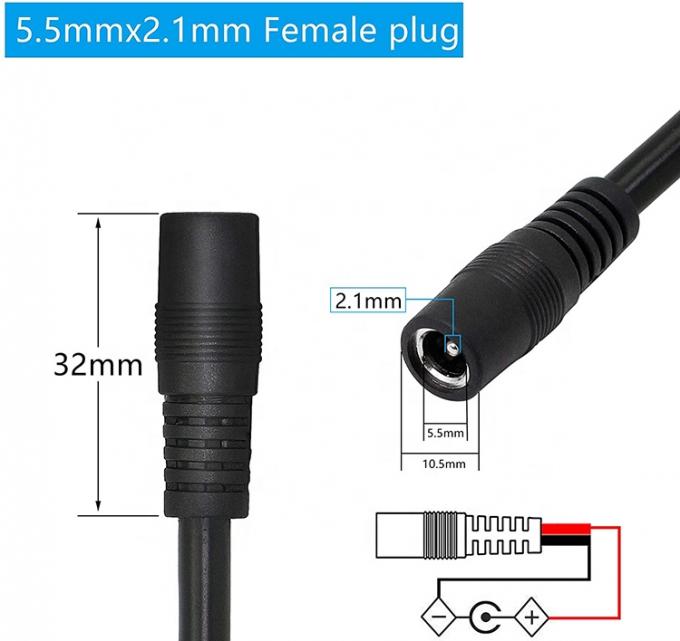 12V 24V DC 공급 입력 잭 2.1x5.5mm 남성 여성 소켓 배럴 커넥터 오픈 DC 피그테일 전력 케이블 4