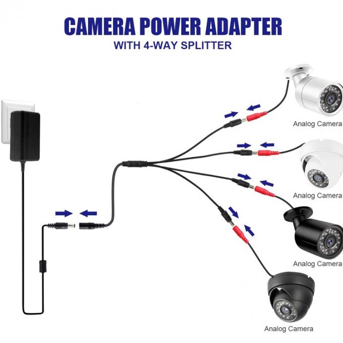 1에서 4 가지 방법 1 여성에서 4 남성 5.5x2.1mm DC 전원 공급 스플리터 케이블 CCTV 카메라 LED 5