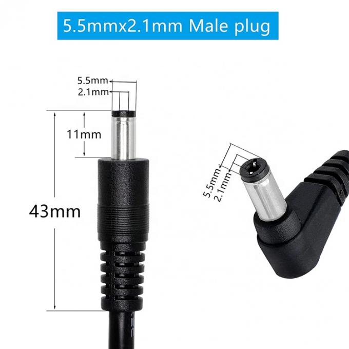 90도 오른쪽 각 남성 직선 남성 5.5x2.1mm 배럴 잭 DC 전원 확장 케이블 2