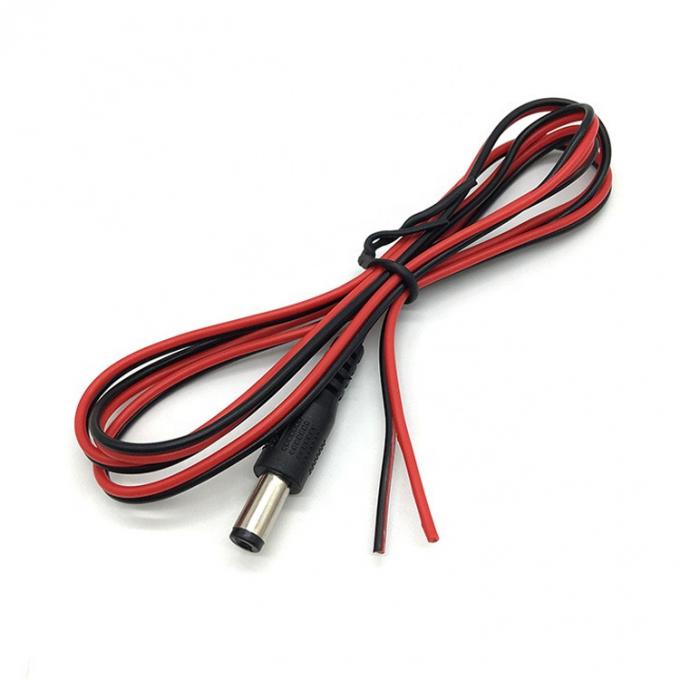 빨간색 검은색 DC 남성 5.5x2.1mm 배럴 잭에 벗겨 엽 열 벗은 끝 틴 와이어 케이블 4