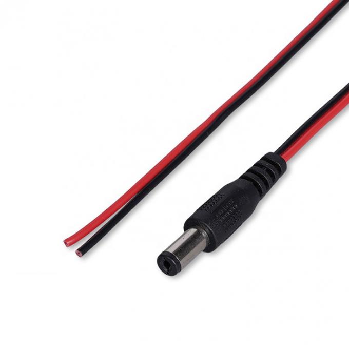 빨간색 검은색 DC 남성 5.5x2.1mm 배럴 잭에 벗겨 엽 열 벗은 끝 틴 와이어 케이블 3