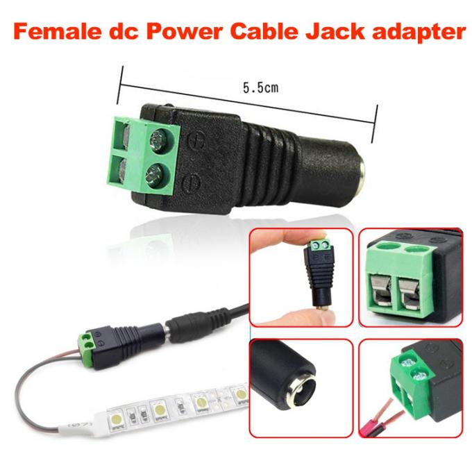 용매 없는 12v 24v 5.5x2.5mm 5.5x2.1mm 여성 DC 전원 플러그 커넥터 잭 어댑터 CCTV 카메라 LED 스트립 라이트 1
