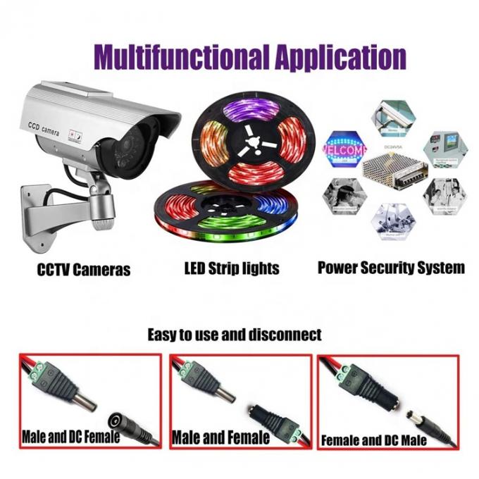 용매 없는 12v 24v 5.5x2.5mm 5.5x2.1mm 남성 DC 전원 플러그 커넥터 잭 어댑터 CCTV 카메라 LED 스트립 라이트 6