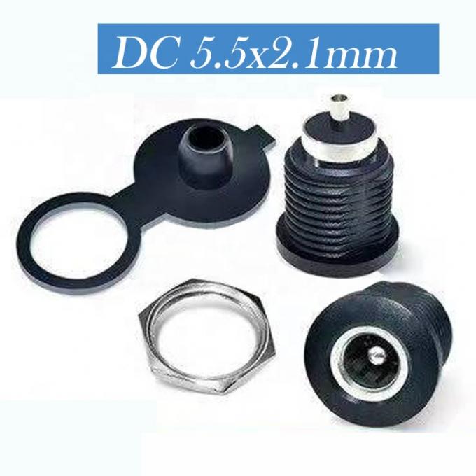 패널 마운트 스레드 DC 소켓 여성 잭 5.5x2.1mm 2 와이어 오픈 피그테일 끝 케이블 6