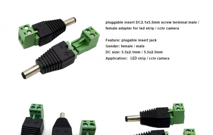 솔더리스 삽입 남성 여성 2.1 X 5.5mm DC 잭 커넥터 전원 터미널 플러그 어댑터 LED 스트립 CCTV 카메라 0