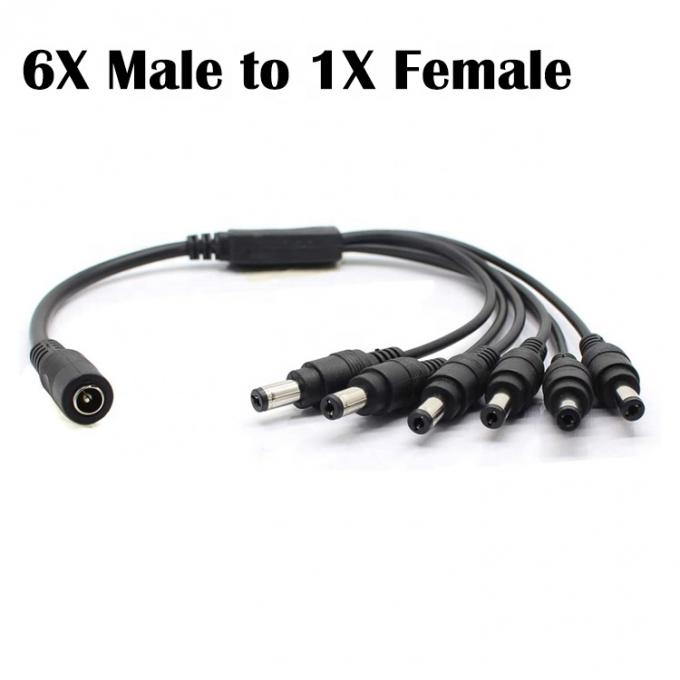 1에서 6 가지 방법 1 여자에서 6 남자 5.5x2.1mm DC 전원 공급 스플리터 케이블 CCTV 카메라 LED 스트립 4