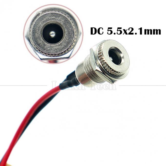 10cm 18AWG 5A 패널 마운트 DC 099 여성 소켓 5.5x2.1mm 2.5mm 금속 스레드 커넥터 2