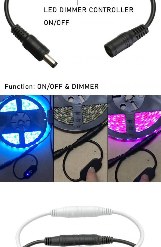 12v 24v 터치 컨트롤러 남성에서 여성 DC 5.5x2.1mm LED 스트립 라이트를 위한 디머 스위치 2