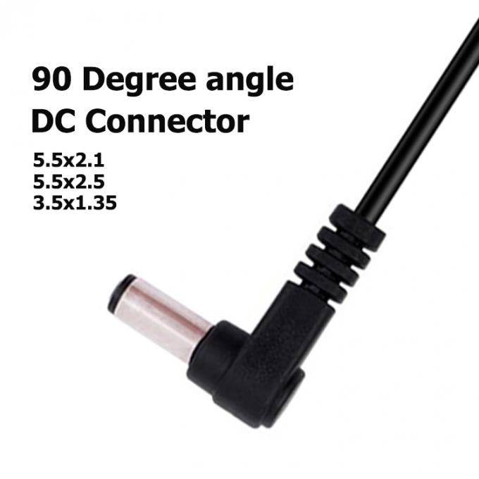 90도 각 남성에서 여성 커넥터 5.5x2.1mm 배럴 잭 DC 전원 확장 케이블 3