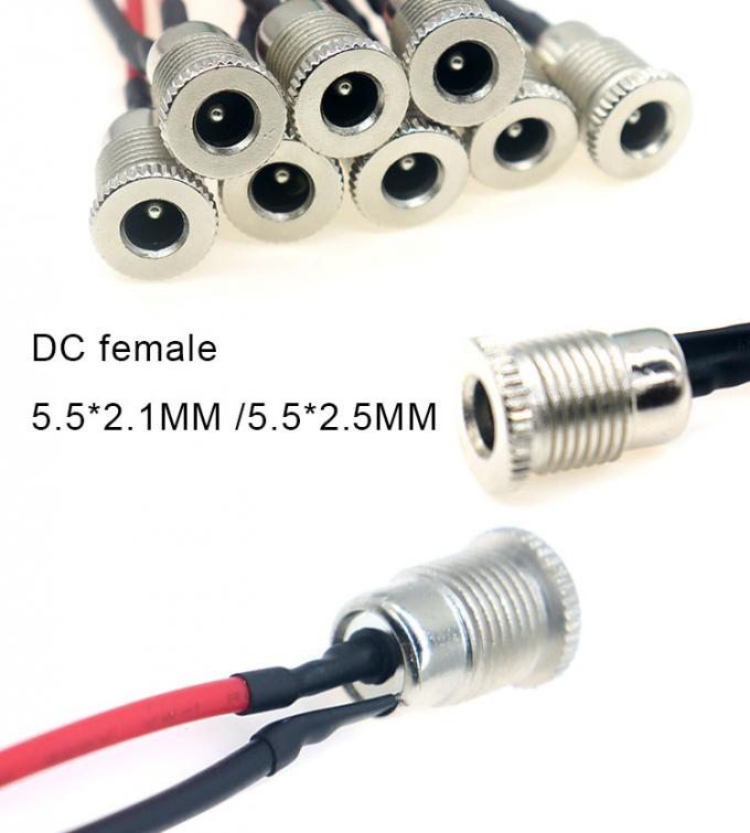 18AWG 10A 금속 스레드 여성 소켓 마운트 DC099 5.5x2.1mm 5.5x2.5mm 패널 마운트 커넥터 피그테일 DC 전원 잭 케이블 3