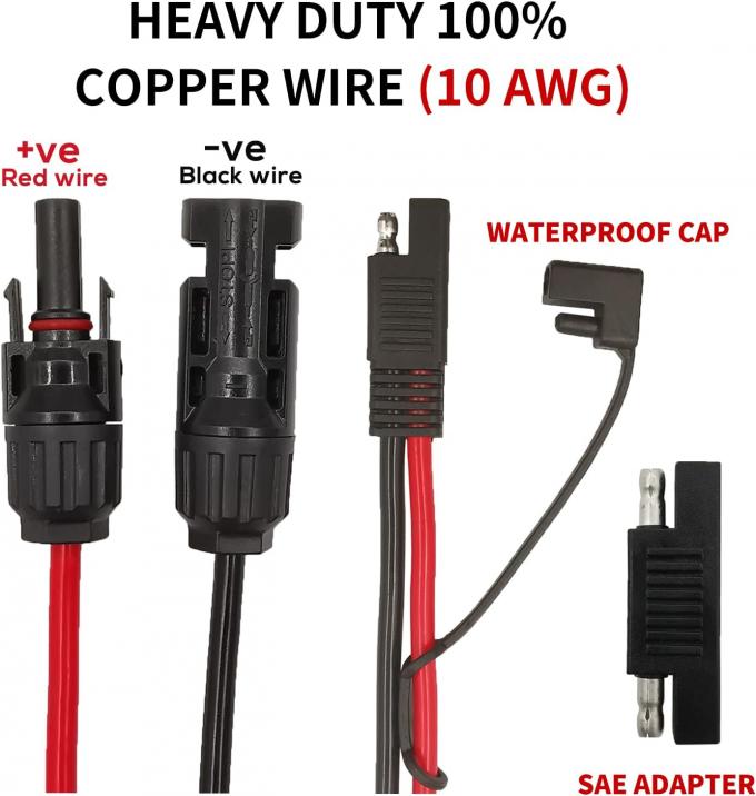 10AWG SAE 태양 전지 패널 어댑터 확장 케이블 RV 태양 전지 패널 커넥터 케이블 RV 카라반 태양 전지 패널 배터리 충전 1