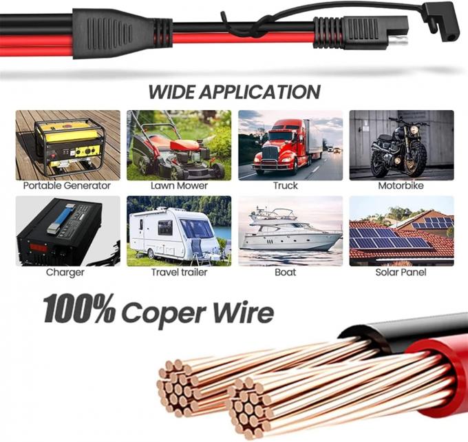 14AWG SAE DC 전력 자동차 커넥터 케이블 Y 스플리터 1 ~ 2 SAE 확장 케이블 RV 카라반 태양 전지 패널 배터리 충전 5
