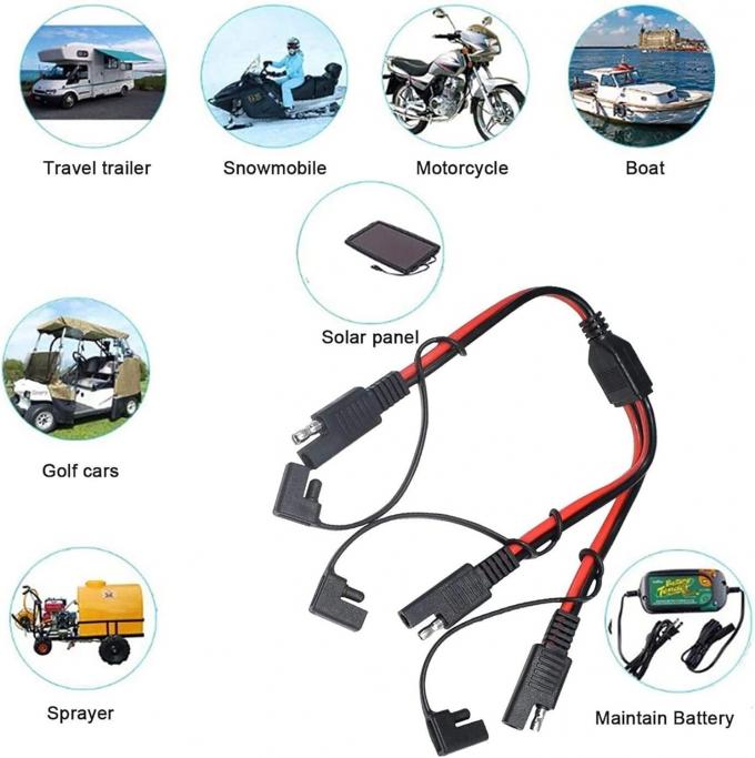 14AWG SAE DC 전력 자동차 커넥터 케이블 Y 스플리터 1 ~ 2 SAE 확장 케이블 RV 카라반 태양 전지 패널 배터리 충전 6