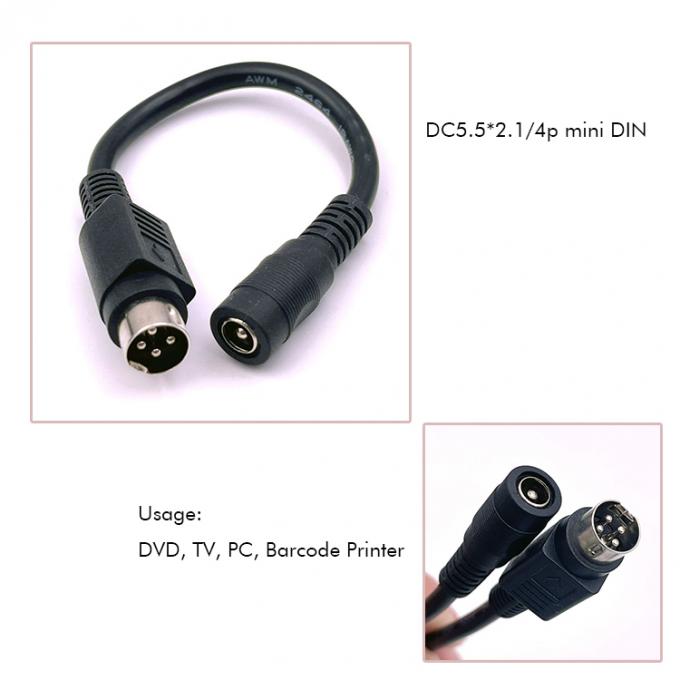 4 핀 미니 DIN에서 DC 여성 잭 5.5x2.1mm 전원 확장 케이블 카메라 DVD TV PC 바코드 프린터 2