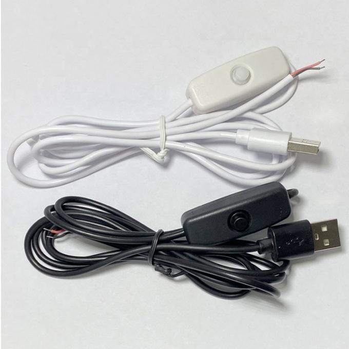 1m 하얀 검은 LED 스트립 전원 켜고 끄는 버튼 USB 타입 A 스위치 확장 케이블 4