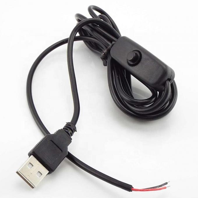 1m 하얀 검은 LED 스트립 전원 켜고 끄는 버튼 USB 타입 A 스위치 확장 케이블 2