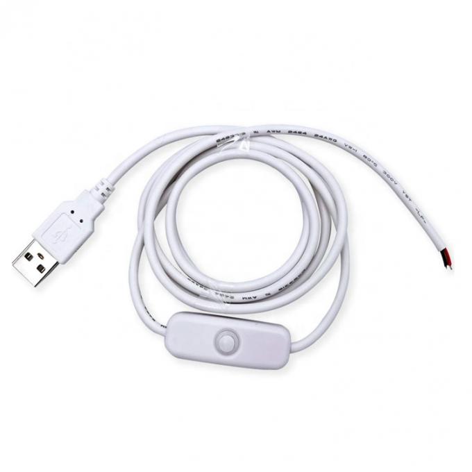1m 하얀 검은 LED 스트립 전원 켜고 끄는 버튼 USB 타입 A 스위치 확장 케이블 3