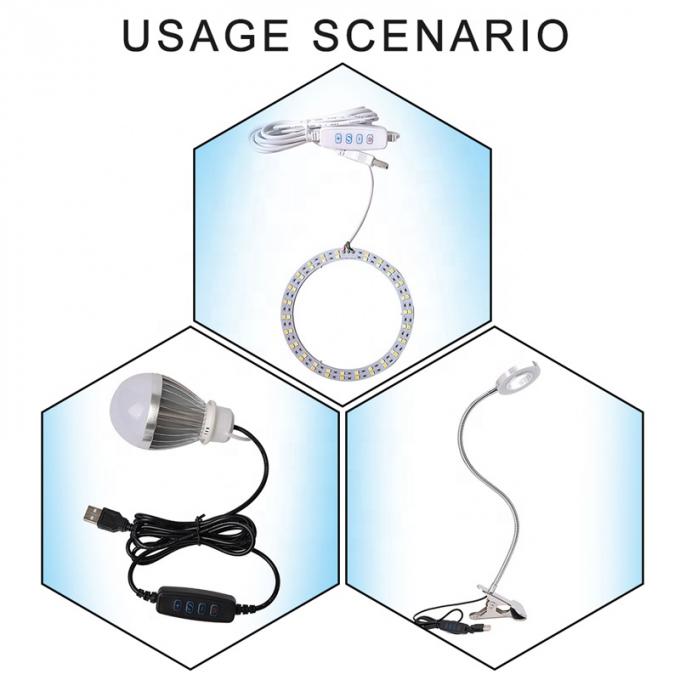 5V 전력 디밍 스위치 디머 LED 스트립용 USB 충전 케이블 3