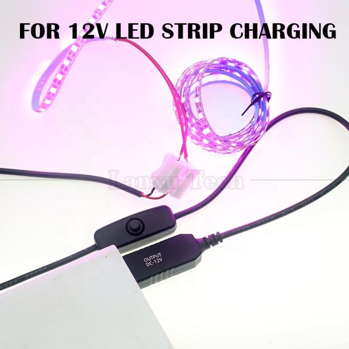 12V LED 스트립 라이트 전원 켜고 끄는 스위치 USB 커넥터 오픈 와이어 변환기 충전 케이블 1