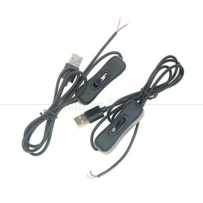 전원 ON OFF 1M USB A 남성 304 스위치 버튼과 함께 열 캔 벗은 와이어 충전 케이블 1