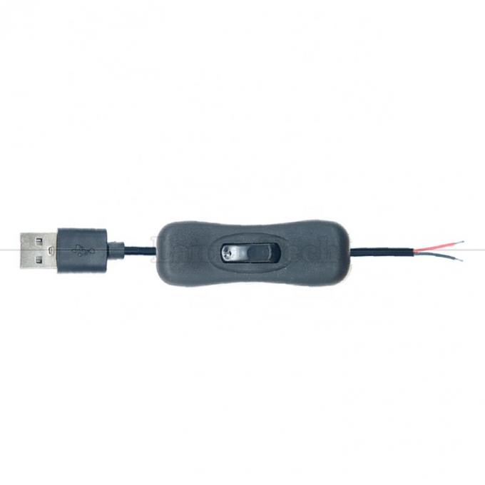 전원 ON OFF 1M USB A 남성 304 스위치 버튼과 함께 열 캔 벗은 와이어 충전 케이블 6