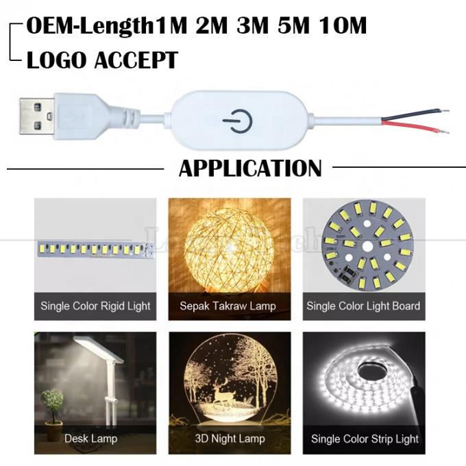 5V 1m 켜고 끄고 스위치 컨트롤러 USB로 열기 전선 끝 케이블 터치 디머 3w 5w LED 스트립 라이트 램프 1