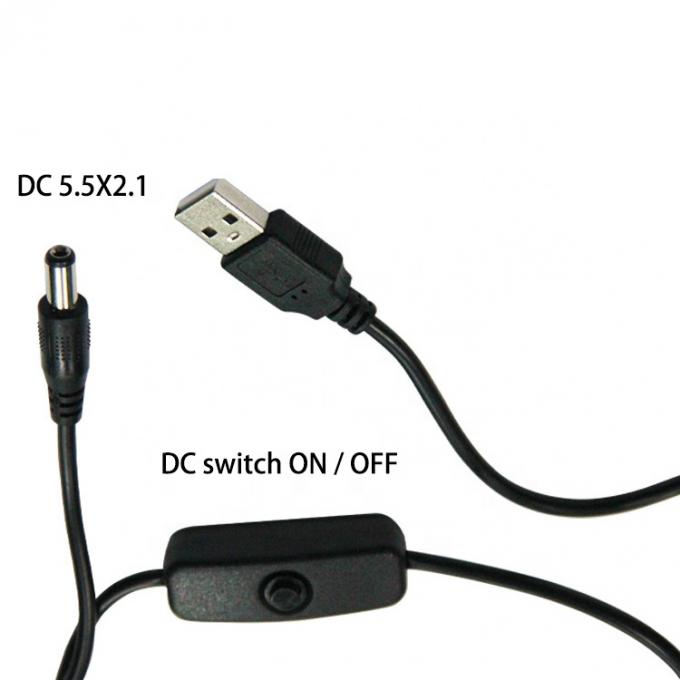 LED 스트립 램프 라이트 팬을 위한 높은 품질의 전원 ON OFF 스위치 USB에서 DC 5.5x2.1mm 충전 케이블 1