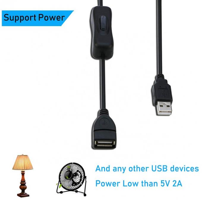 전원 ON OFF 데이터 충전 LED 램프 컴퓨터에 대한 남성에서 여성 USB 스위치 케이블 2