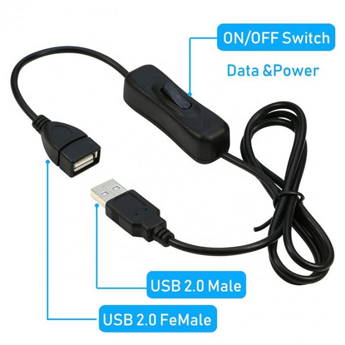 전원 ON OFF 데이터 충전 LED 램프 컴퓨터에 대한 남성에서 여성 USB 스위치 케이블 1