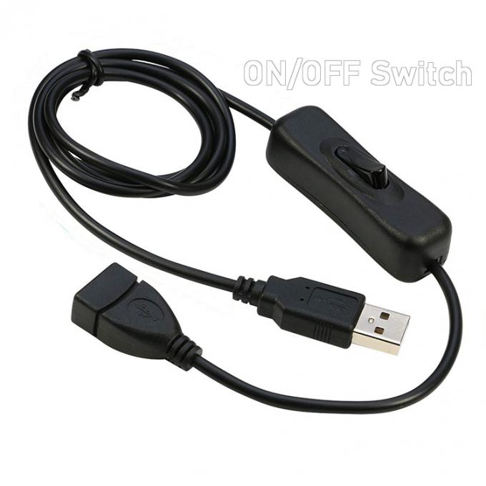 전원 ON OFF 데이터 충전 LED 램프 컴퓨터에 대한 남성에서 여성 USB 스위치 케이블 3