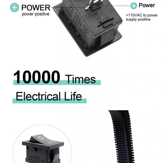 AC 6A/250V 10A/125V 검은색 2 핀 위치 5
