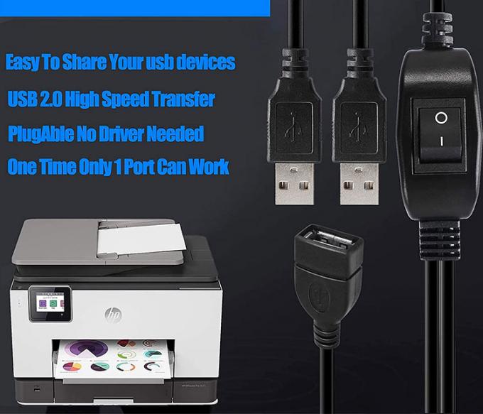 1여성에서 2남성 USB Y 스플리터 프린터 공유 스위치 케이블 프린터 스캐너 스피커 키보드 마우스 8