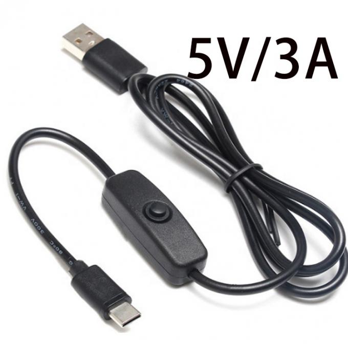 1m 5V 3A USB 타입 C 케이블, 라즈베리 파이용 스위치 ON OFF 0