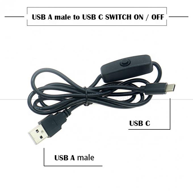 5V USB A 남성 C 타입 USB 스위치 라즈베리 파이 LED 스트립에 대한 전원 오프 케이블 0