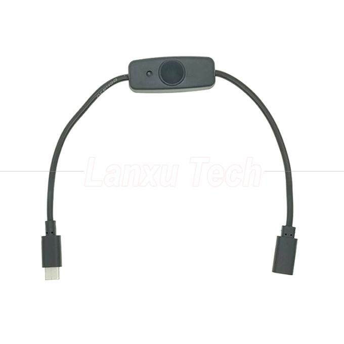 USB 타입 C 남성에서 여성으로 켜고 닫은 라즈베리 파이 램프 팬용 실리콘 캡 스위치 확장 케이블 0