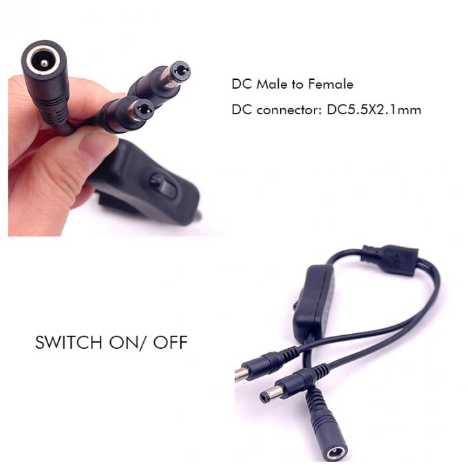 12v 스플리터 1 여성 2 남성 DC 플러그 5.5x2.1mm 켜고 끄는 스위치 케이블 LED 램프 라이트 0