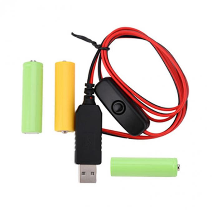 1.5v 3v 4.5v 6v LR6 AA LR03 AAA 배터리 제거기 LED 라이트 전자 장난감용 USB 스위치 ON OFF 전원 충전 케이블을 교체 3