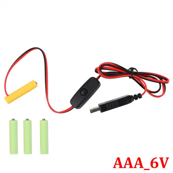 1.5v 3v 4.5v 6v LR6 AA LR03 AAA 배터리 제거기 LED 라이트 전자 장난감용 USB 스위치 ON OFF 전원 충전 케이블을 교체 2
