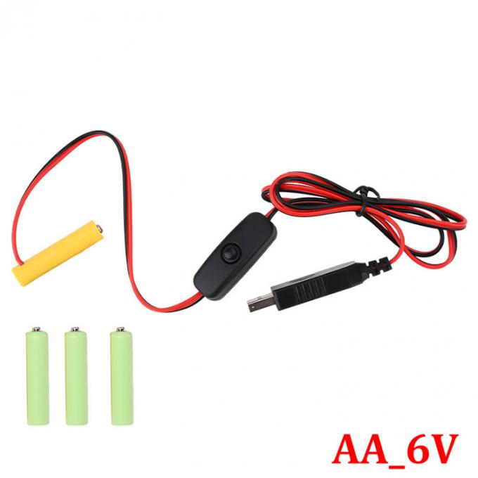 1.5v 3v 4.5v 6v LR6 AA LR03 AAA 배터리 제거기 LED 라이트 전자 장난감용 USB 스위치 ON OFF 전원 충전 케이블을 교체 5