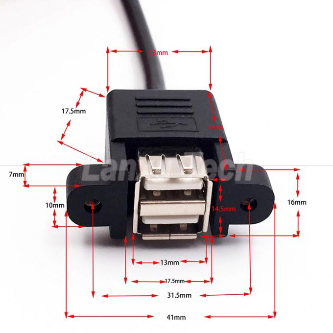 듀얼 USB 타입 A 2 포트 패널 마운트 USB로 듀폰 9 핀 헤더 커넥터 와이어 케이블 2