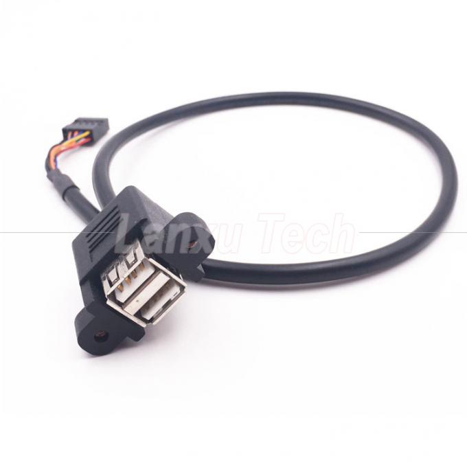 듀얼 USB 타입 A 2 포트 패널 마운트 USB로 듀폰 9 핀 헤더 커넥터 와이어 케이블 6