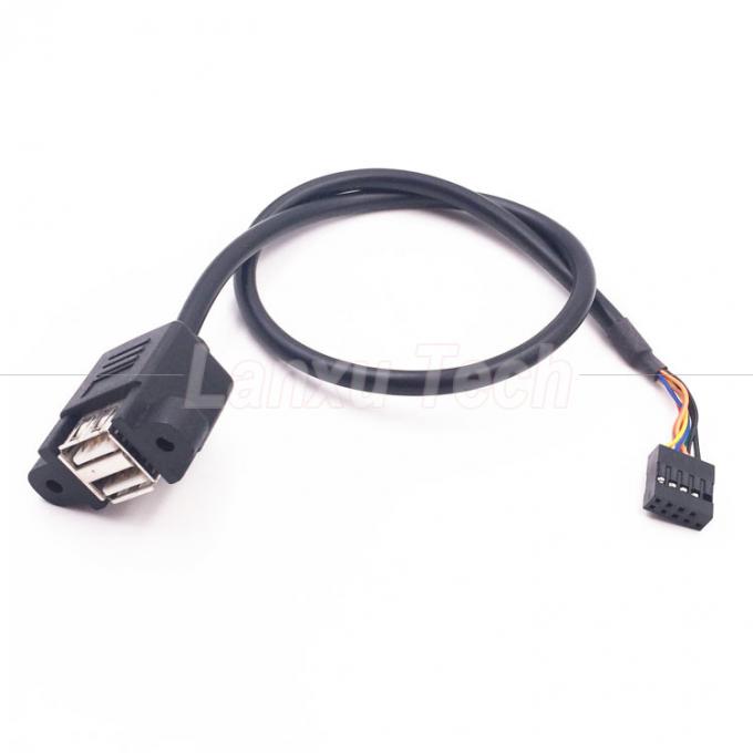 듀얼 USB 타입 A 2 포트 패널 마운트 USB로 듀폰 9 핀 헤더 커넥터 와이어 케이블 4
