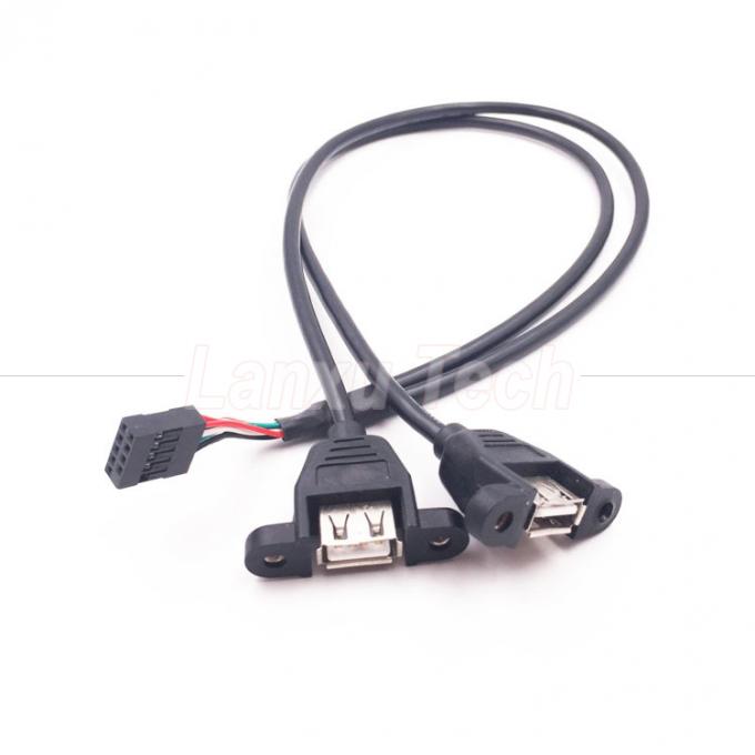듀얼 USB 타입 A 2 포트 패널 마운트 USB에서 듀폰 커넥터 와이어 케이블 1