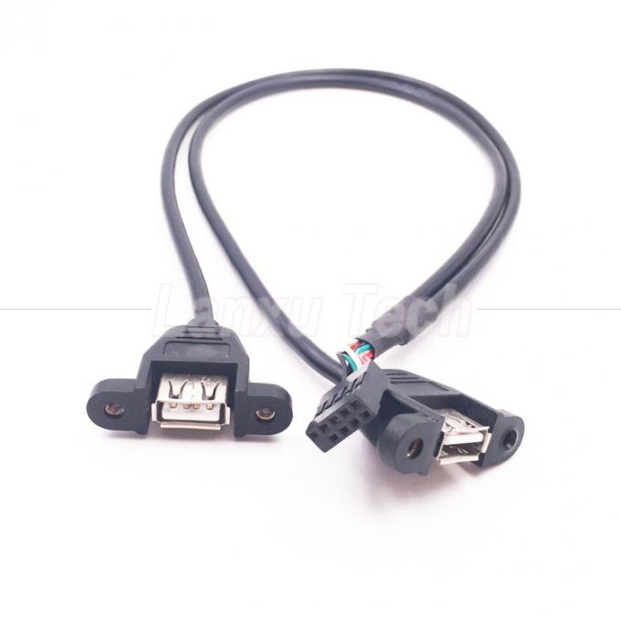 듀얼 USB 타입 A 2 포트 패널 마운트 USB에서 듀폰 커넥터 와이어 케이블 3