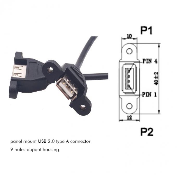 듀얼 USB 타입 A 2 포트 패널 마운트 USB에서 듀폰 커넥터 와이어 케이블 2