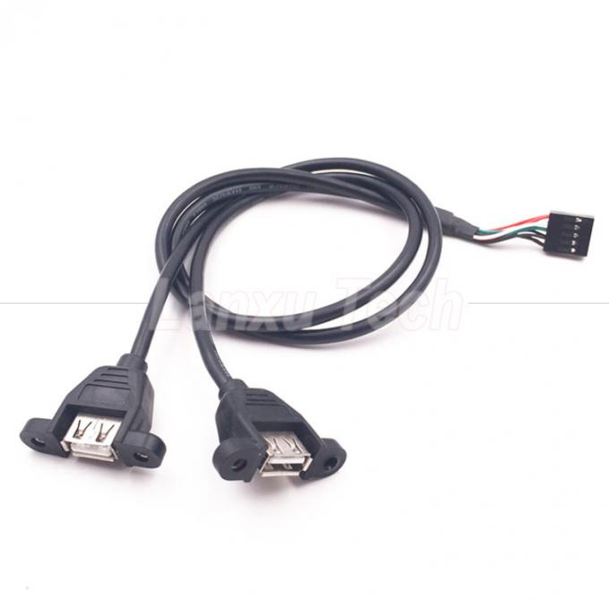 듀얼 USB 타입 A 2 포트 패널 마운트 USB에서 듀폰 커넥터 와이어 케이블 5