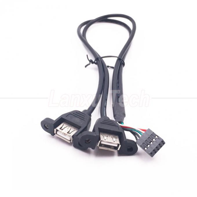 듀얼 USB 타입 A 2 포트 패널 마운트 USB에서 듀폰 커넥터 와이어 케이블 4