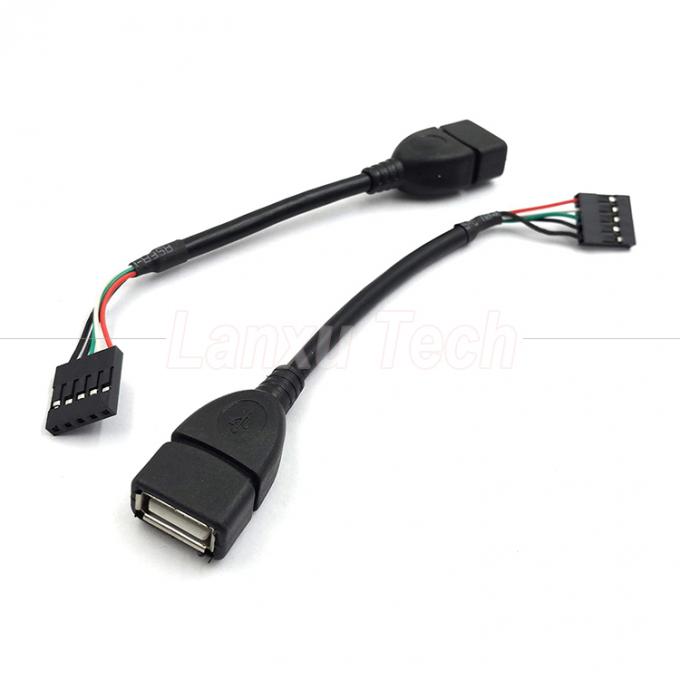 사용자 정의 USB 2.0 타입 A 여성 플러그 헤더 5 핀 듀폰 커넥터 와이어 메인보드 케이블 0