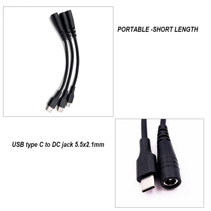 5V USB 타입 C에서 DC 5.5x2.1mm 충전기 연장 케이블 1