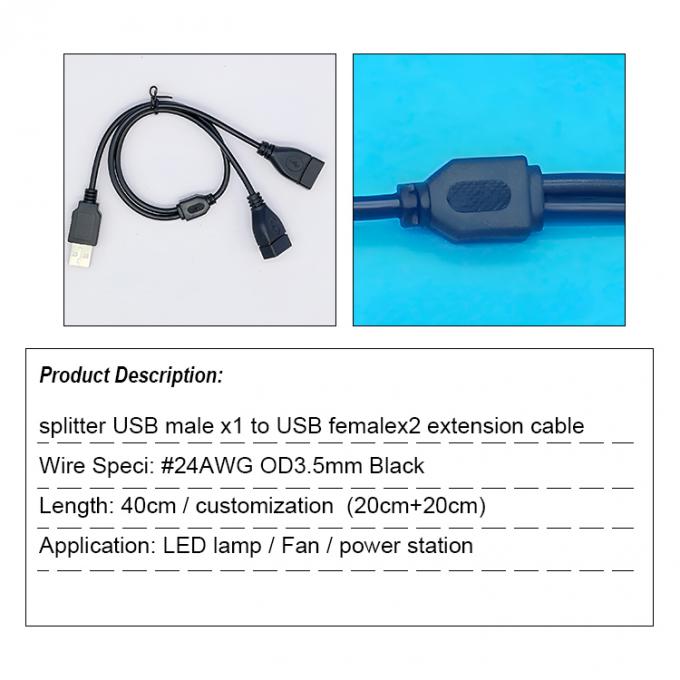 USB 2.0 A 남성에서 2 쌍 USB 여성 잭 Y 스플리터 허브 전원 케이블 확장 어댑터 케이블 1